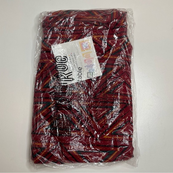 LuLaRoe Leggings OS One Size Set of 3 Light Green Floral Red Triangle Feathers - Picture 2 of 7